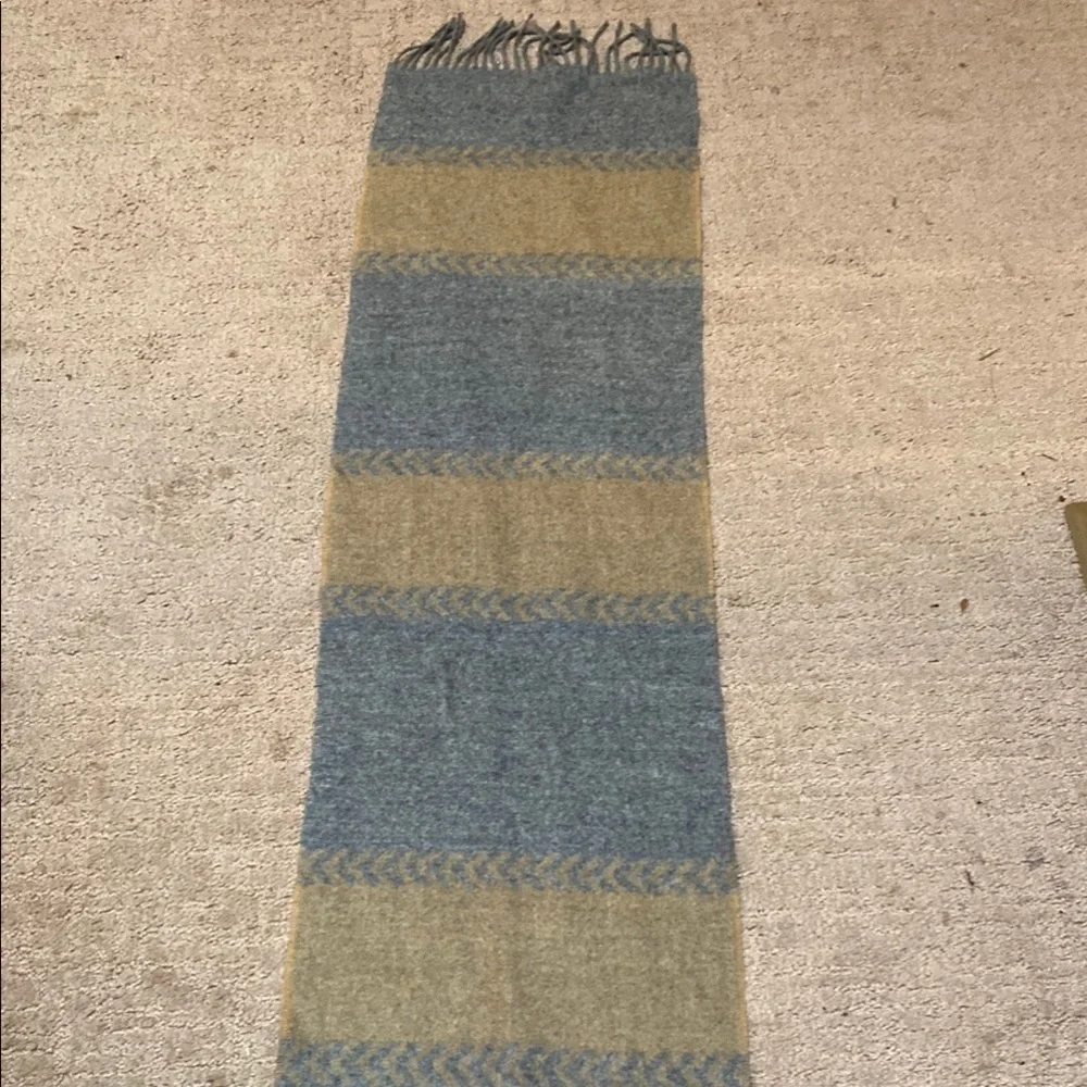 Wool Scarf Gray & Tan Fall Winter Cozy Cabana Stripe Lamb’s Wool Collegiate
